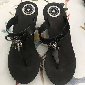 Black wedge sandal